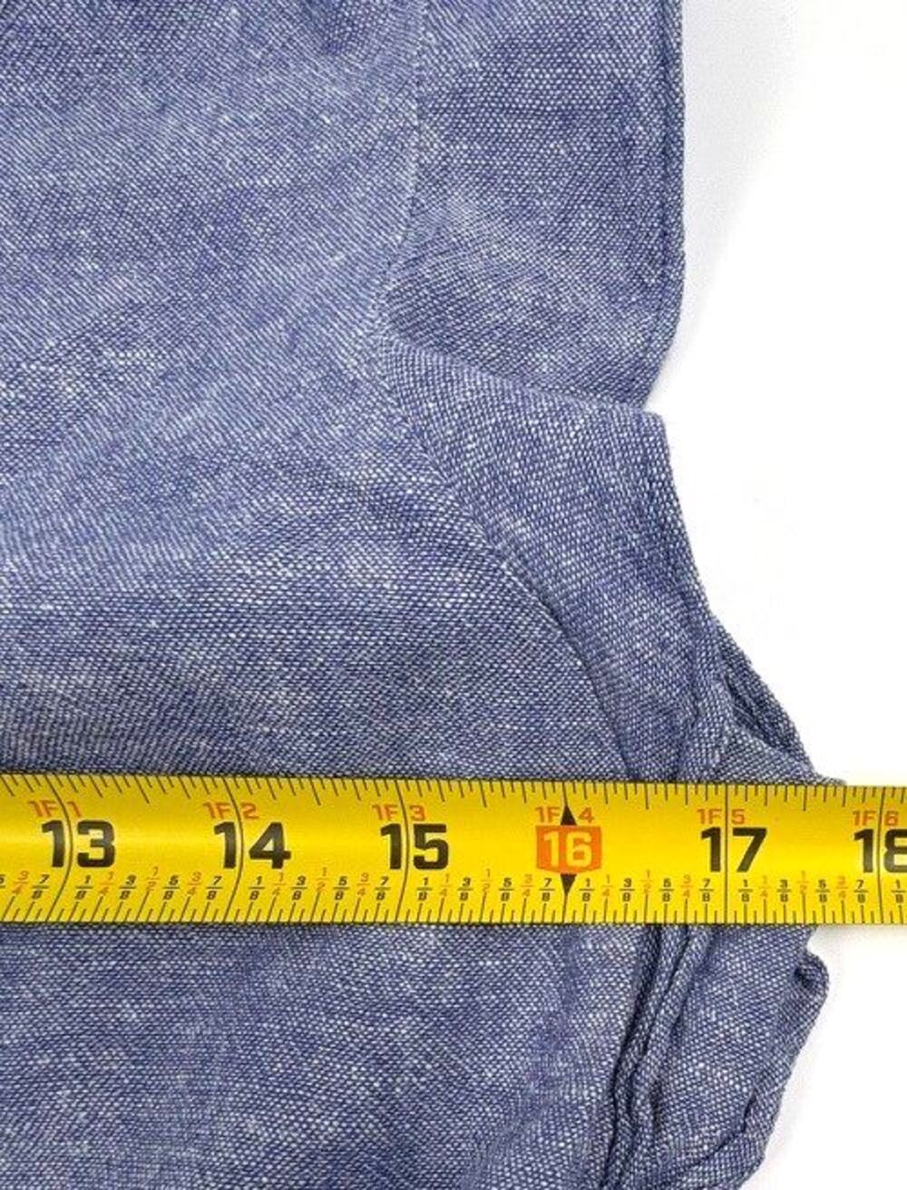 Linen Blend Chambray Jumpsuit Ruffle Sleeve Keyhole Back Wide Leg XS - Picture 11 of 16